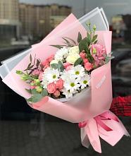 Букет цветов из:  Розы, Лизиантусы и Хризантемы в Богатых Сабах